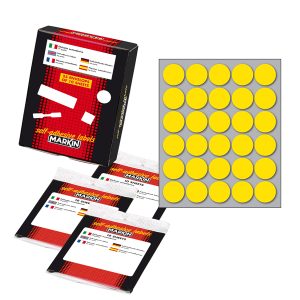 Etichette adesive tonde - in carta - permanenti - diametro 22 mm - 30 et/fg - 10 fogli - giallo - Markin - immagine 1
