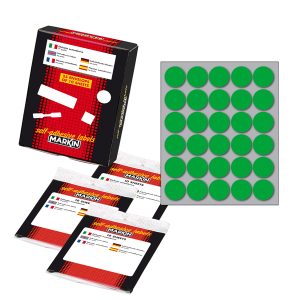 Etichette adesive tonde - in carta - permanenti - diametro 22 mm - 30 et/fg - 10 fogli - verde - Markin - immagine 1