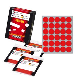 Etichette adesive tonde - in carta - permanenti - diametro 22 mm - 30 et/fg - 10 fogli - rosso - Markin - immagine 1