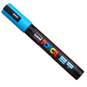 Marcatore a base d'acqua Uni Posca PC5M  - punta  tonda media da 1,8mm a 2,5mm - azzurro - Uni Mitsubishi - immagine 1