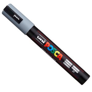 Marcatore a base d'acqua Uni Posca PC5M  - punta tonda media da 1,8mm a 2,5mm - grigio - Uni Mitsubishi - immagine 1