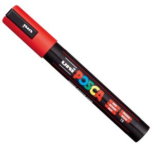 Marcatore a base d'acqua Uni Posca PC5M  - punta  tonda media da 1,8mm a 2,5mm - rosso - Uni Mitsubishi - immagine 1