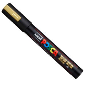 Marcatore a base d'acqua Uni Posca PC5M  - punta  tonda media da 1,8mm a 2,5mm - oro - Uni Mitsubishi - immagine 1