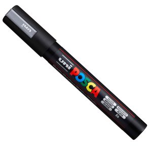 Marcatore a base d'acqua Uni Posca PC5M  - punta  tonda media da 1,8mm a 2,5mm - argento - Uni Mitsubishi - immagine 1