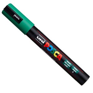 Marcatore a base d'acqua Uni Posca PC5M  - punta tonda media da 1,8mm a 2,5mm - verde - Uni Mitsubishi - immagine 1