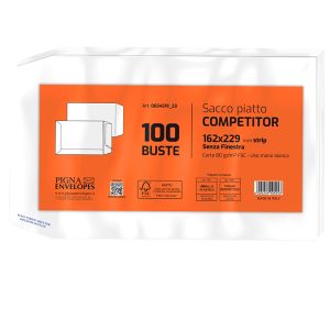 Busta a sacco Competitor FSC - strip adesivo - 16 x 23 cm - 80 gr - bianco - Pigna Envelopes - conf. 100 pezzi - immagine 2