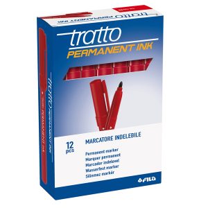 Marcatore Tratto Permanent Ink - punta tonda 2,00mm - rosso - Tratto - conf. 12 pezzi - immagine 2