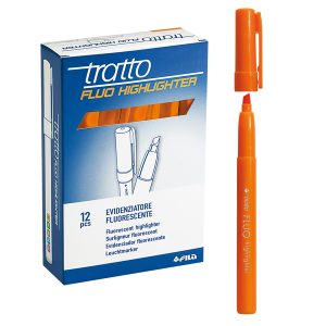 Evidenziatore fluo Highlighter - punta a scalpello  - arancio - Tratto - conf. 12 pezzi - immagine 1
