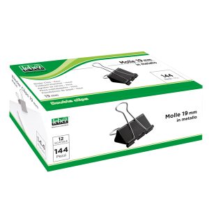 Molla Double Clips - 1,9 cm - nero - Lebez - conf. 12 pezzi - immagine 1
