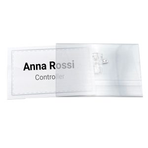 Portabadge con clip e spilla - 9 x 5,5 cm - Lebez - conf. 50 pezzi - immagine 3