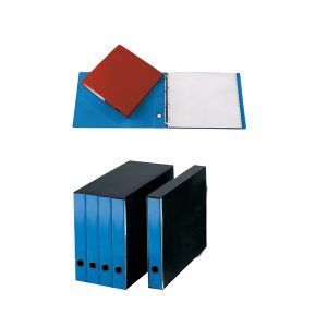 Gruppo 4 portatabulati - ad anelli - dorso 5 cm - 31,5x42 cm - azzurro - Cartotecnica del Garda - immagine 1