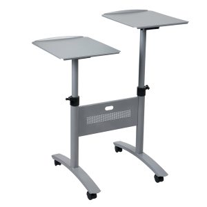 Carrello Twin - per proiettori multimediali - 2 ripiani - con ruote - 86 x 60 x 120 cm - grigio - Nobo - immagine 1