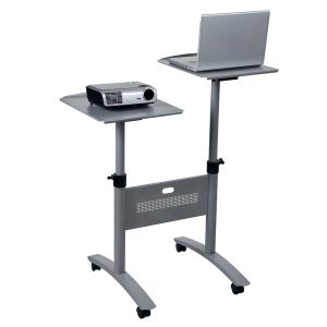 Carrello Twin - per proiettori multimediali - 2 ripiani - con ruote - 86 x 60 x 120 cm - grigio - Nobo - immagine 2