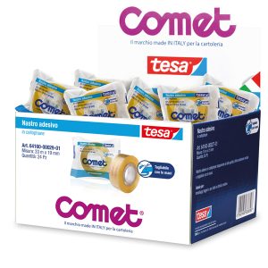 Nastro adesivo - 1,9 cm x 33 m - cellophane - trasparente - Comet - immagine 1