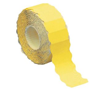 Etichetta a onda - permanente - 26x12 mm - giallo fluo - Markin - rotolo da 1500 etichette - immagine 1