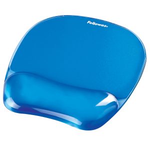 Mousepad con poggiapolsi in gel - blu trasparente - Fellowes - immagine 1