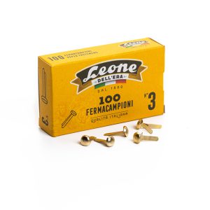 Fermacampioni ottonati - n. 3 - 1,7 cm - Leone - conf. 100 pezzi - immagine 1