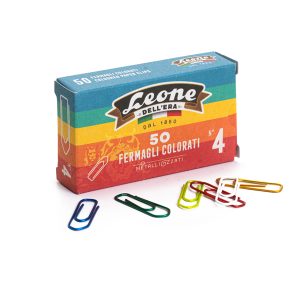 Fermagli metallizzati - n. 4 - 3,2 cm - colori assortiti - Leone - conf. 50 pezzi - immagine 1