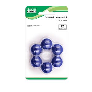 Bottoni magnetici - diametro 2 cm - blu - Lebez - blister 12 pezzi - immagine 1
