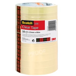 Nastro adesivo 508 - 1,5 cm x 66 m - trasparente - Scotch -  torre 10 rotoli - immagine 1