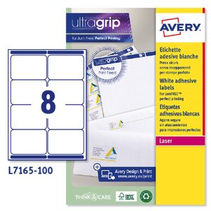 Etichette adesive L7165 - in carta - angoli arrotondati - laser - permanenti - 99,1 x 67,7 mm - 8 et/fg - 100 fogli - bianco - Avery - immagine 1