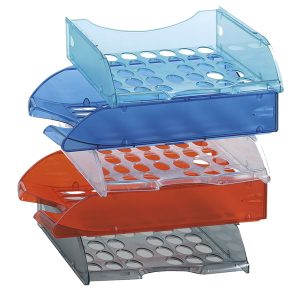 Vaschetta portacorrispondenza forata E040 - 26 x 34,5 x 6,5 cm - trasparente - Fellowes - immagine 1