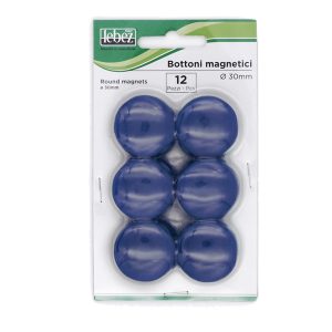 Bottoni magnetici - diametro 3 cm - blu - Lebez - blister 12 pezzi - immagine 1