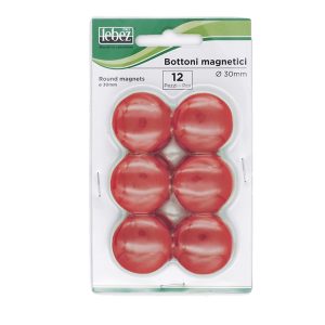 Bottoni magnetici - diametro 3 cm - rosso - Lebez - blister 12 pezzi - immagine 1