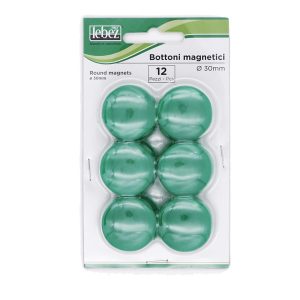 Bottoni magnetici - diametro 3 cm - verde - Lebez - blister 12 pezzi - immagine 1