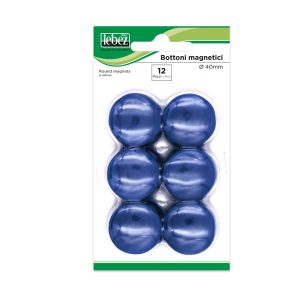 Bottoni magnetici - diametro 4 cm - blu - Lebez - blister 12 pezzi - immagine 1