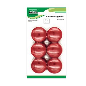 Bottoni magnetici - diametro 4 cm - rosso - Lebez - blister 12 pezzi - immagine 1