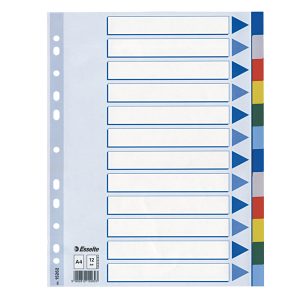 Separatore - 12 tasti colorati - PPL - A4 - multicolore - Esselte - immagine 1