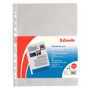 Buste forate CopySafe - DeLuxe - buccia - 22x30 cm - trasparente - Esselte - conf. 50 pezzi - immagine 1