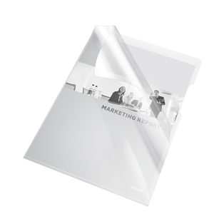 Cartelline a L - PVC - liscio - 21x29,7 cm - trasparente - Esselte - conf. 25 pezzi - immagine 1