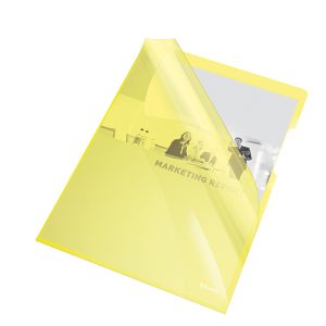 Cartelline a L - PVC - liscio - 21x29,7 cm - giallo cristallo - Esselte - conf. 25 pezzi - immagine 1