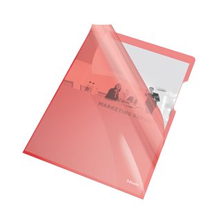 Cartelline a L - PVC - liscio - 21x29,7 cm - rosso cristallo - Esselte - conf. 25 pezzi - immagine 1