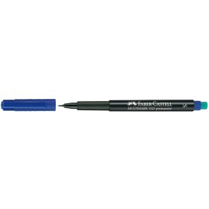 Pennarello Multimark universale permanente con gomma  - punta superfine 0,4mm - blu - Faber Castell - immagine 1