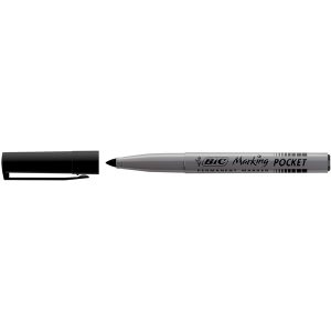 Marcatori permanente Marking a base d'alcool - punta pocket tonda 1,10mm - nero - Bic - conf. 12 pezzi - immagine 1