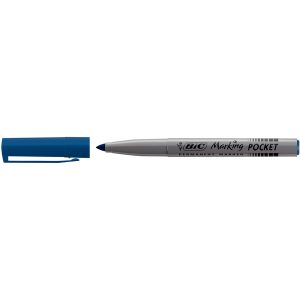 Marcatori permanente Marking a base d'alcool - punta pocket tonda 1,10mm - blu - Bic - conf. 12 pezzi - immagine 1