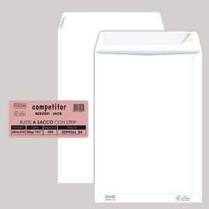 Busta a sacco Competitor FSC® - strip adesivo - 25 x 35,3 cm - 80 gr - bianco - Pigna Envelopes - conf. 500 pezzi - immagine 1