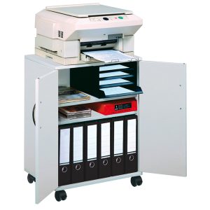 Mobiletto Multifunzione 74/53 - con ante alte e ruote - 4 ripiani - 52,8 x 40 x 73,7 cm - grigio - Durable - immagine 1