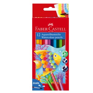 Pastelli acquerellabili - diametro mina 3,30 mm - colori assortiti - Faber-Castell - astuccio 12 pezzi - immagine 1