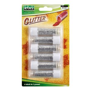 Porporina glitter - 2gr - argento - Lebez - conf. 6 tubi - immagine 1