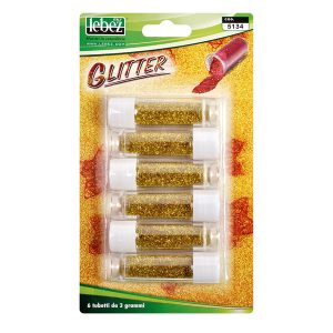 Porporina glitter - 2gr - oro - Lebez - conf. 6 tubi - immagine 1