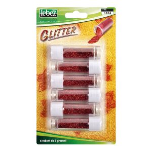 Porporina glitter - 2gr - rosso - Lebez - conf. 6 tubi - immagine 1