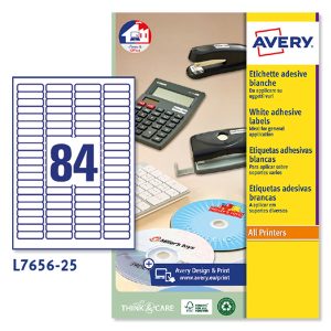 Etichette adesive L7656 - in carta - angoli arrotondati - laser- permanenti - 46 x 11,1 mm - 84 et/fg - 25 fogli - bianco - Avery - immagine 1