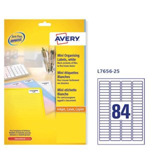 Etichette adesive L7656 - in carta - angoli arrotondati - laser- permanenti - 46 x 11,1 mm - 84 et/fg - 25 fogli - bianco - Avery - immagine 2