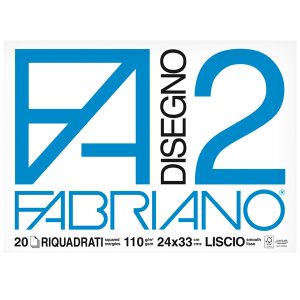 Blocco F2 - 24x33cm - 20 fogli - 110gr - liscio - squadrato - 4 angoli - Fabriano - immagine 1