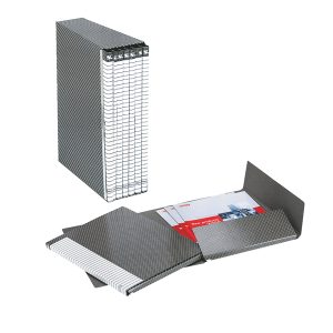Gruppo Delso Line - 6 cartelle 2 lembi - con custodia - 25x32 cm - dorso 1,5 cm - grigio - Esselte - immagine 1