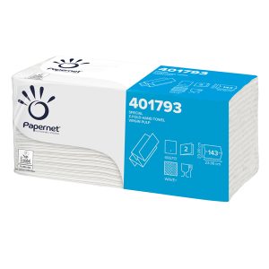 Asciugamani piegati a Z - 2 veli - 22 gr - goffratura a onda+ - 23,4 x2 3 cm - bianco - Papernet - conf. 143 pezzi - immagine 1